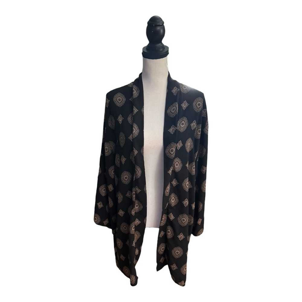 Black and Tan Patterned Open Cardigan
